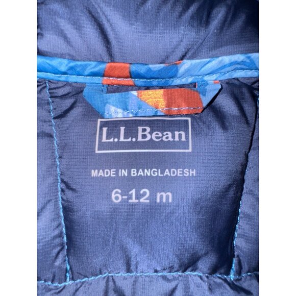 L.L. Bean Infant DownTek Insulated Snowsuit Size 6-12 Months Blue/Orange Deer Pr - Picture 2 of 10